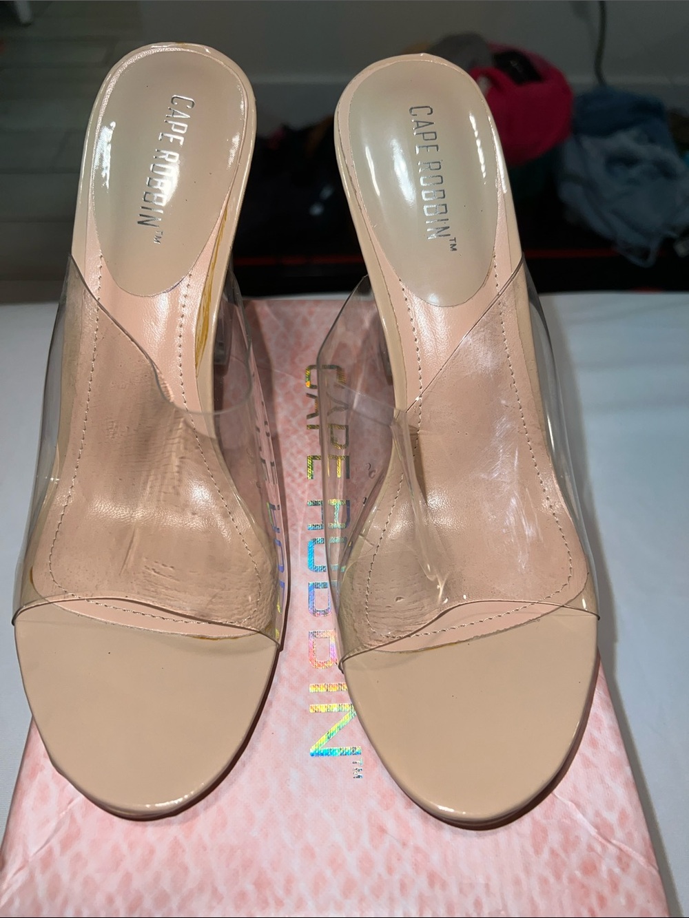 Cape Robbin Nude Clear Vinyl Slide Mules